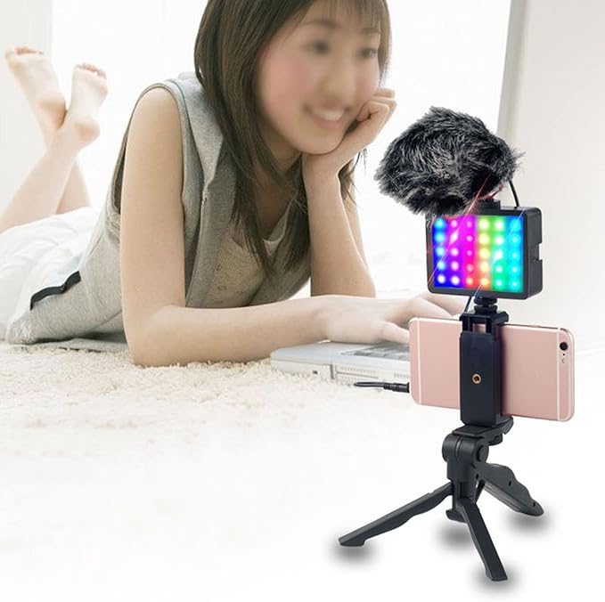 RGB Video Light with 13 Light Modes, 8W, 80 Lamp Beads, Chargeable Battery - 360 Degree Rotation, Powerful Magnets, Mobile Live Photography and Fill Light