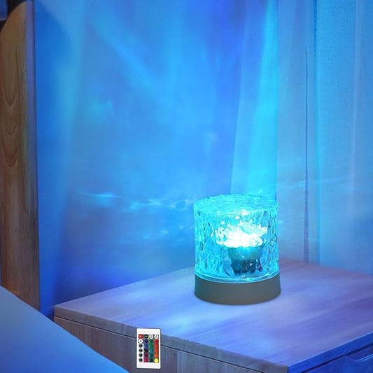 JININQ RGB Colors Changing lamp,Ocean Wave Projector Lamp,16 Colors Changing Show Northern Lights Projector,Wave Night Light,Underwater Effect Led Light for Room Bedroom Decor