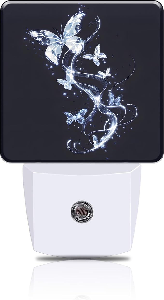 Night Light Glowing Butterflies Night Lights Plug into Wall Smart Dusk to Dawn Sensor 0.5W Energy Efficient Led Lamp for Men Women Bedroom Bathroom Hallway Stairway Decor