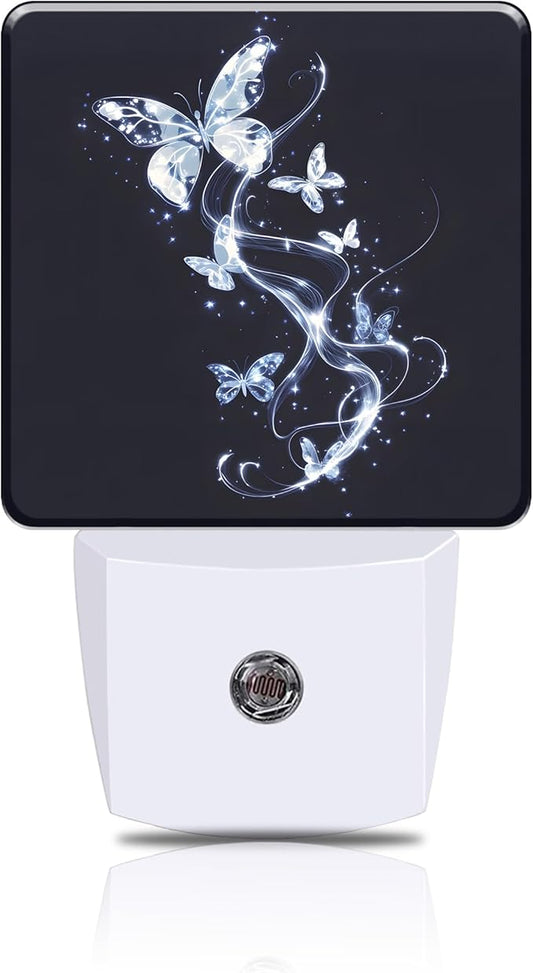 Night Light Glowing Butterflies Night Lights Plug into Wall Smart Dusk to Dawn Sensor 0.5W Energy Efficient Led Lamp for Men Women Bedroom Bathroom Hallway Stairway Decor