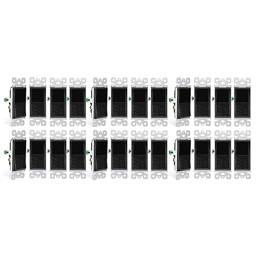 Greencycle Black 3 Way Light Switch,24PK Three Way Single Pole Switches, 15A 120-277V Rocker Paddle Wall Switch,On Off Switches, Self-Grounding, UL Certified,Residential and Commercial Grade