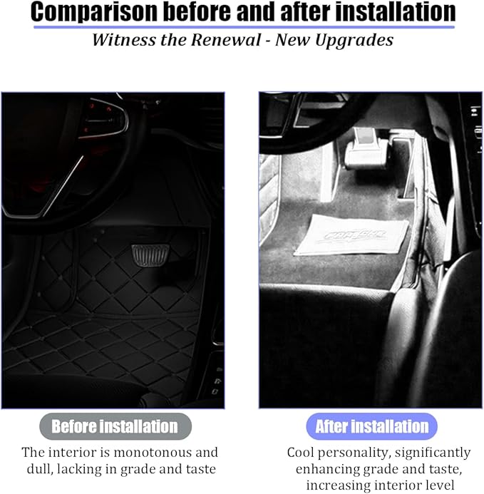Car Interior LED Lights, 4 in 1 USB Port Automotive Ambient Neon Light Kit, Vehicle Center Console Dashboard Strip Lamps Decoration Accessories, Universal for SUV Truck Sedan (White)