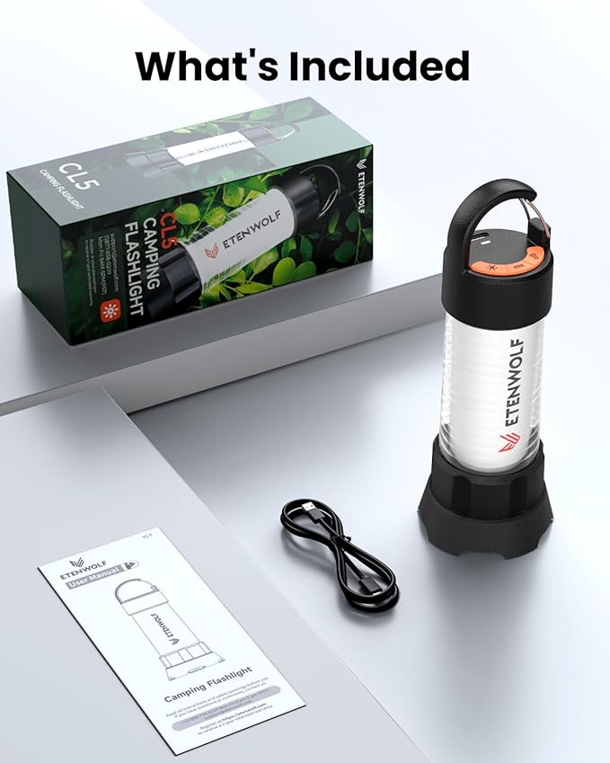 ETENWOLF 2-in-1 Mini Lantern and Flashlight,6 Modes1000LM Rechargeable Camping Light,5000mAh Super Bright Flashlight with UV,Waterproof Portable Tent Light for Camping,Emergency Light,Power Outage