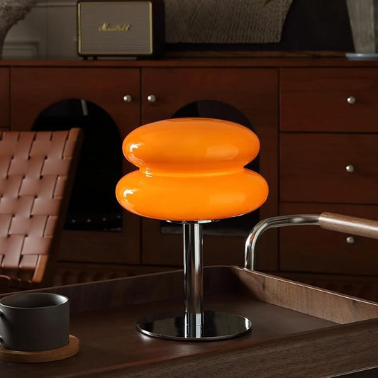Mushroom Lamp Table Lamp for Night Stands,Mid Century Modern Desk Lamps for Bedroom, Vintage Dimmable Bedside Small Lamps, Cute Cool Home Room Aesthetic Decor for Living Room (Orange)