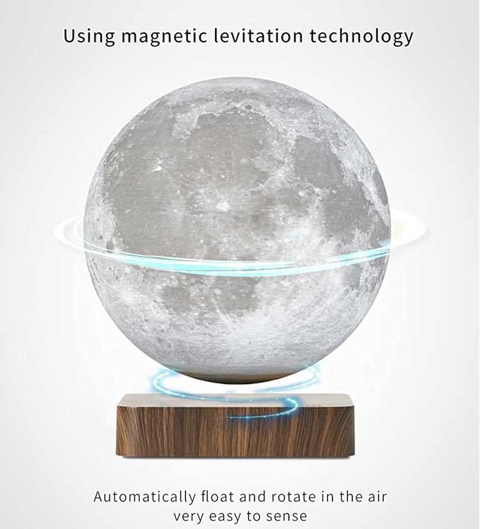 Levitating Moon Lamp Night Light 3D Printing Magnetic Floating Spinning Luna Night Light with Remote Control Thanksgiving for Dad/Kids/Friends