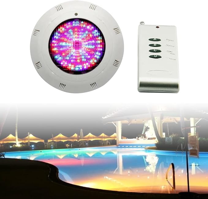 18W 12V LED Pool Light 3000LM RGB Color-Changing Waterproof IP68 Underwater LED Lights 30° Swimming Pool Fountain Pond Colorful Lamp with Remote Controller