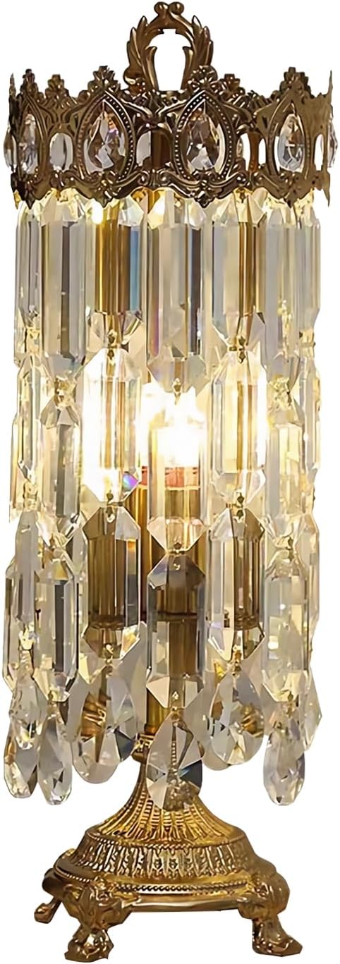 SOMINA Bedside Lamps Luxury Crystal Crown Table Lamp with 3 Color Temperatures, USB Charging Port & Touch Control, Modern Nightstand Lamp for Bedroom, Living Room, Hotel