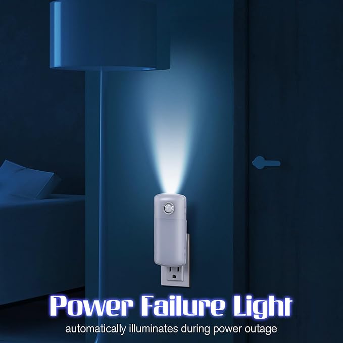Enhon Emergency Power Failure Night Lights, 5-in-1 Multi Color LED Light, Rechargeable Flashlight with Foldable Plug, Automatic On Off Motion Sensor for Bedrooms, Hallways, Black Outs(9 Pack)