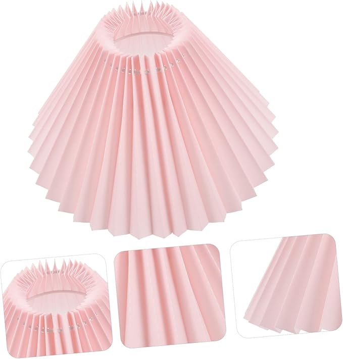Pleated Pink Lampshade Cover for Table Lamp Decorative Light Accessory Replacement Shade for Bedside Lamps Easy to Install 12-inch Diameter