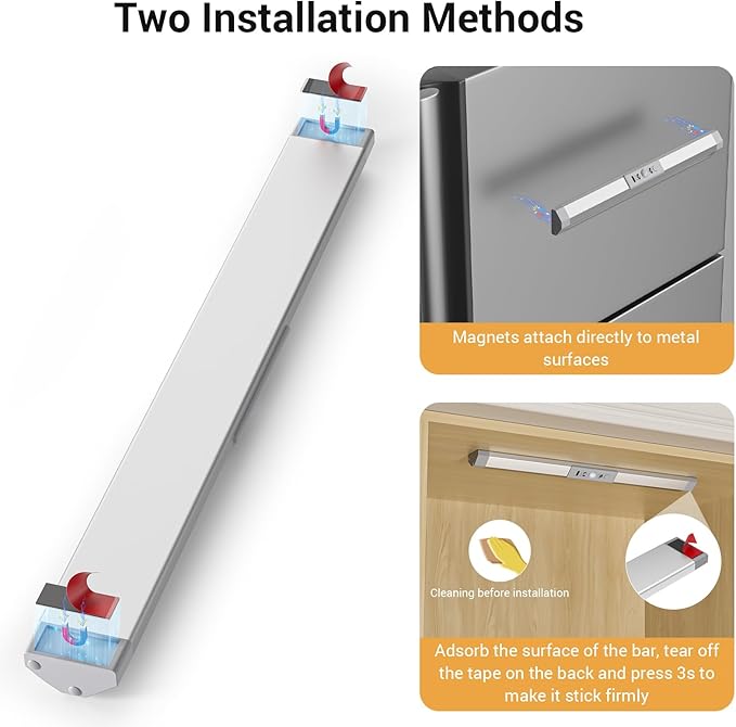 WOBANE Closet Lights Motion Sensored with Eye-Protection,Rechargeable LED Wardrobe Lighting with 3 Color,12 inch Dimmable Wireless Battery Operated Light Indoor for Stair,Pantry,Hallway,900mAh,3PCS