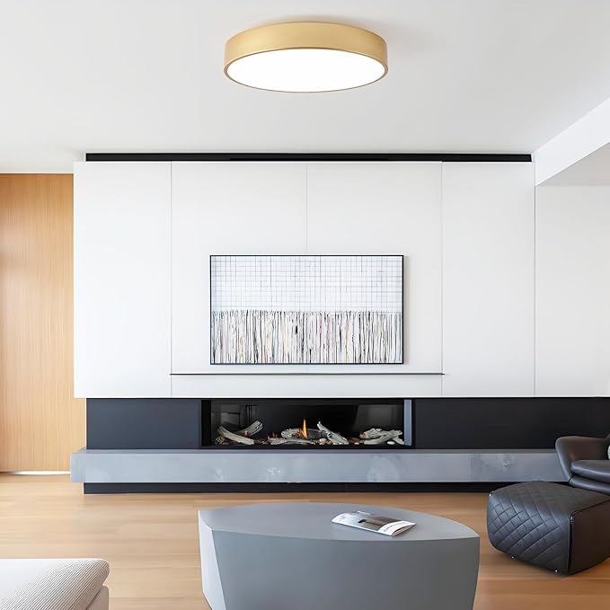 Modern Gold Flush Mount Ceiling Light 18 Inch, 4-Lights Round Ceiling Light, Minimalistic Ceiling Lamp Acrylic Shade Lighting Fixture for Bedroom Laundry Room Bathroom Hallway
