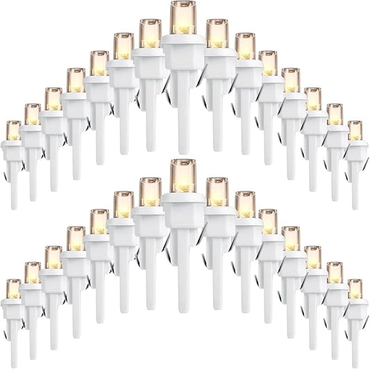 Honoson 180 Count 5 mm LED Halloween Replacement Bulbs Bulk Wide Angle Christmas Light Xmas Tree String Replacement Festival Light Decoration (White Base with Warm White Bulb)