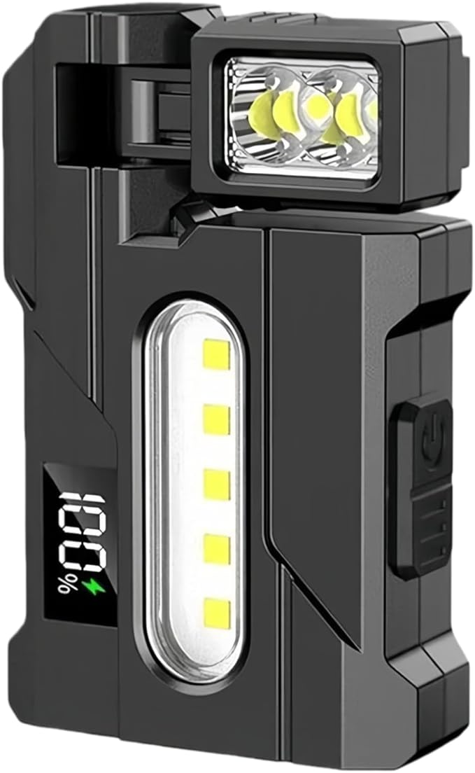G5 EDC Flashlight 400 Lumens, 3 Modes Dual Light, 180° Rotatable Magnetic Torches, Portable Pocket Torch with Keychain for Outdoor Emergency Camping Daily Carry (1 Pc)