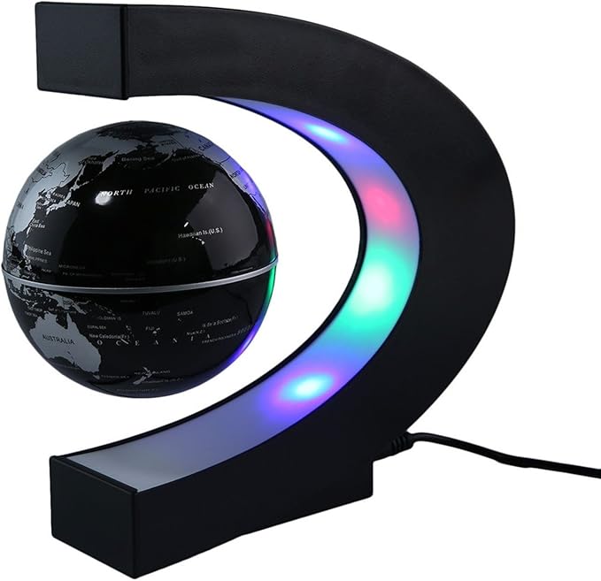 Magnetic Levitation Floating Globe 3 inch with LED Lights C Shape World Map for Desk Decoration
