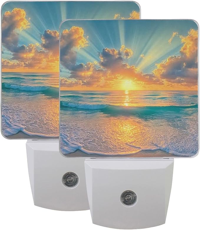 Golden Sunlight Night Light 2 Pack Dusk to Dawn Sensor Led Lamp for Women Men Night Lights Plug into Wall Decor for Bedroom Kitchen Corridor, 0.5W