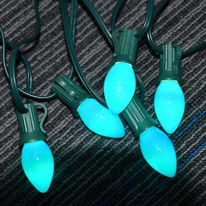 GOOTHY 25 Pack C7 Blue Christmas Replacement Light Bulbs, C7 Blue Incandescent Light Bulbs for Christmas Outdoor Patio Indoor String Lights, C7/E12 Candelabra Base Night Light Bulbs, 5 Watt 120 Volt