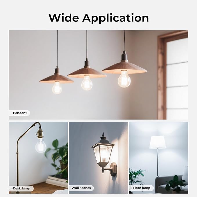 Dimmable E26 LED Bulb 6W, 60 watt Equivalent, A19 Clear Glass LED Light Bulb 5000K Daylight, Vintage LED Edison Bulbs for Ceiling Fan, 90+CRI, 600LM, 4 Pack