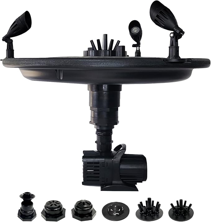 HALF OFF PONDS Floating Fountain, 1/4 HP Pond Aerator, 100 ft Cord, 3,000 GPH Water Pump, 9 Spray Patterns, Color-Changing LED Lights, for Ponds & Water Gardens