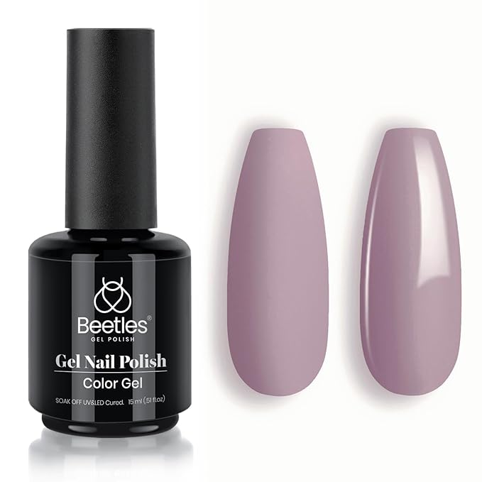 Beetles Grey Purple Gel Polish - 15ml Nude Angelina Grey Purple Gel Polish, Spring Soak Off UV LED Lamp Nail Art Salon DIY Design at Home Manicure Gifts for Women