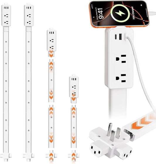 2 Pack Electrical Outlet Extender Stick Features 2 USB-A, USB-C and 2 AC Outlets, Extendable to 6", 15.3", 24.5", 34", for Hard to Reach Spaces Use Behind Couches, Nightstands, Desks, and More