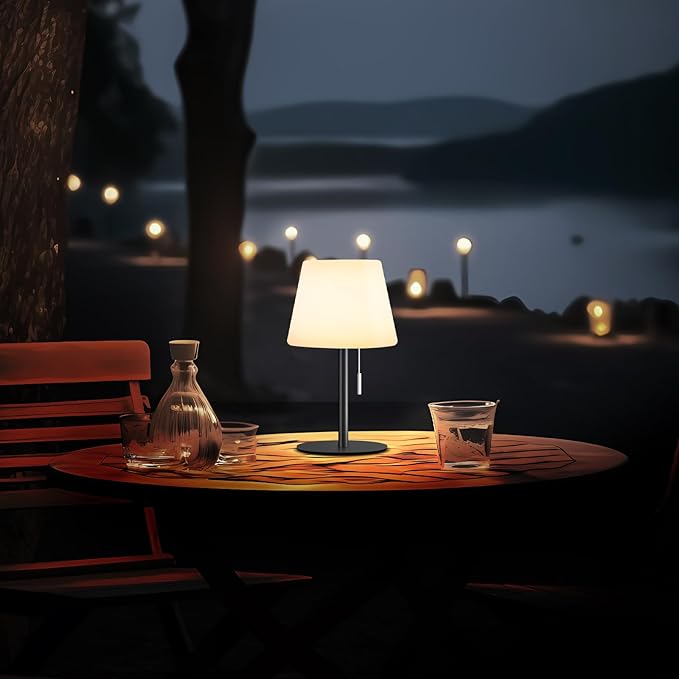 Shower Lamp Battery Operated Outdoor Table Lamps Cordless Waterproof LED Dimmable Warm White and RGB Table Lamps Rechargeable Lamp Outdoor Lamps for Patio/Bathroom（Black）
