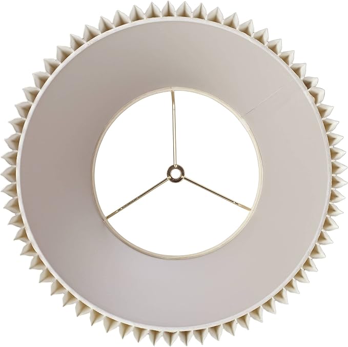 Ivory Linen Knife Pleat Large Lamp Shade 9" Top x 14.5" Bottom x 10" High (Spider) Replacement with Harp and Finial - Springcrest