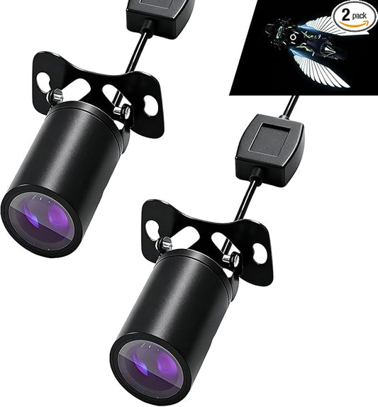 2 PCS Motorcycle LED Projection Lights, Wing Pattern Exterior Decor Lights, Vehicle Ground Projection Lamp for Motorcycle, Universal for Most Motorcycles (White)