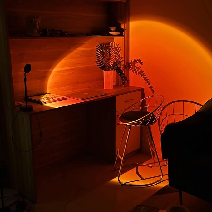 Eternal Sunset Projection LampRomantic Display in Party Bedroom Living Room, Sunset Projector for Living Room Bedroom Hotel Restaurant Decor Live Stream Ins Photography TikTop (Sunset red)