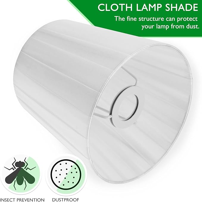 Cloth Lamp Shade, Pleated Lamp Cover Clip on Lampshade Table Lamp Chandelier Shades for Home (White)