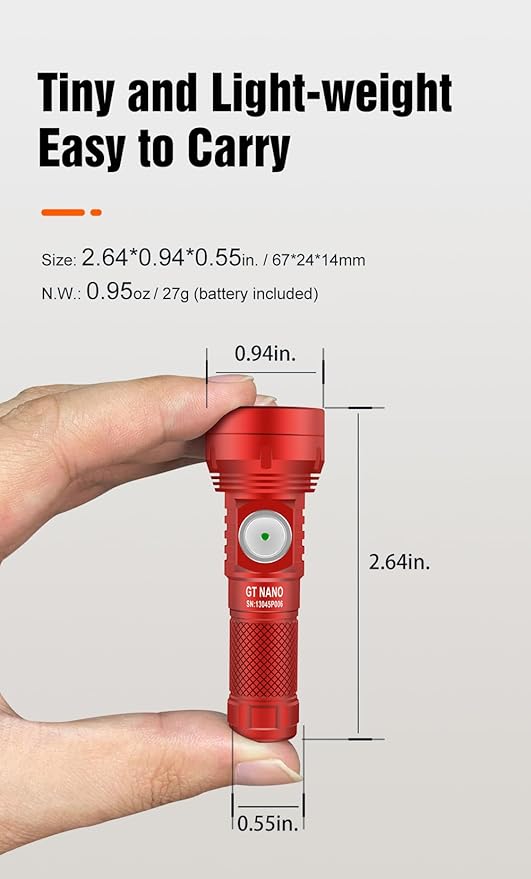 LUMINTOP GT Nano 3.0 Keychain Flashlight 700 Lumens Mini Flashlight 400 Meters Beam Distance Built-in USB-C Charging 10280 Li-ion Battery (Red)