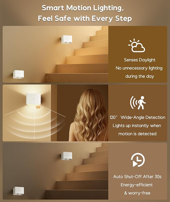 Battery Operated Wall Sconces Set of 2 for Living Room, Wireless Rechargeable Motion Sensor Wall Light with Remote for Bedroom, Bathroom, Hallway, Indoor Ambient Lighting (White)