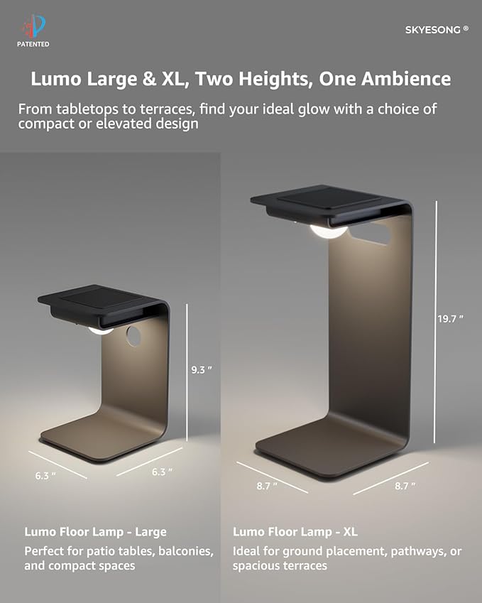Outdoor Floor Lamp,Solar Lights Outdoor,Solar Lanterns Outdoor Waterproof IP65,4000mAh Li-ion Battery Smart Lamp,Outdoor Lantern for Backyard Decor,Table Lamp for Patio Decor,Black Lamp,XL