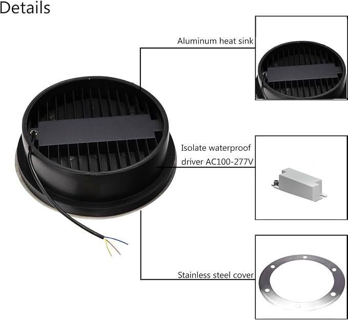18W Outdoor Ground Lights,Diameter 8 inches,Waterproof IP67 Landscape Light,Warm White 3000K,High Voltage 110V 120V Pathway Lighting for Well,Walkway,Sidewalk,Garden,Yard,Deck,Pack of 4