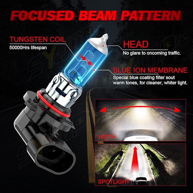 Upgraded Halogen Headlight Bulbs Compatible for Toyota RAV4 2013 2014 2015, 9005 High and Low Beam Headlamp Lights, 6000K White, 300% Brightness, Plug N Play, 4-Pack