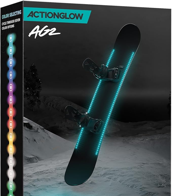 ActionGlow LED Snowboard Lighting System (AG2) | 7 Color Modes, 100% Waterproof, Super Bright, Visible from Over a Half Mile, Easy 5 Minute Install