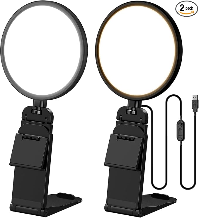 2 Pack Zoom Lighting for Computer, 5“ Small Lighting for Video Call/Conference/Streaming, 50 Modes CRI>97.8, 3000K-6500K, Selfie Light with Stand for Laptop/Phone/Webcam/Monitor, CRI>97.8