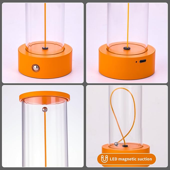 Mini Minimalist Tabe Lamp with Breathing Effect, Cordless LED Desk Lamp Rechargeable Modern Night Lights Portable for Gaming, Home Office, Bedroom, Living Room, Kitchen, Bar, Restaurant (orange)