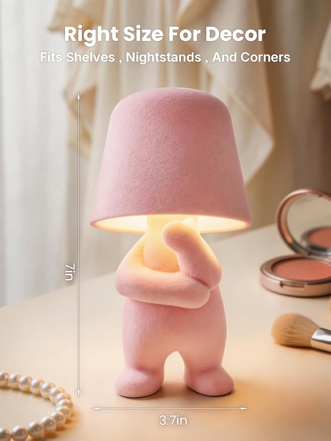 Modern Table Lamp for Youth: Rechargeable Cute Light for Kids Child Teen - Gift for Birthday Christmas Halloween Easter (Pink)