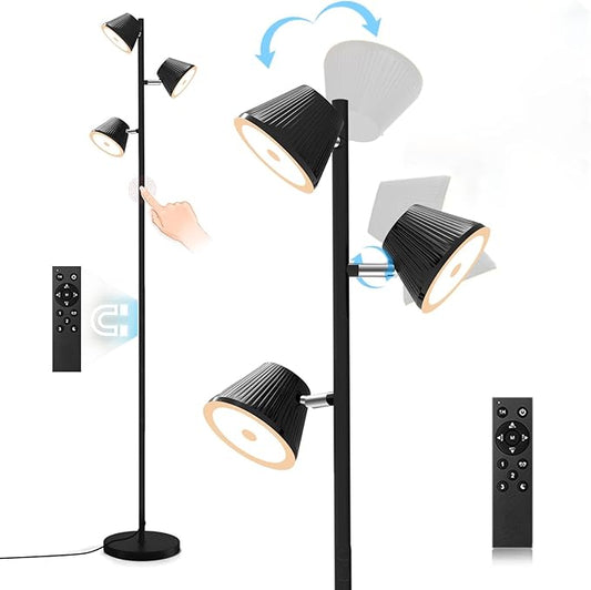 LED Tree Floor Lamp 42W, 4200 Lumens Super Bright Floor Lamps for Living Room with Remote & Touch Control, 3 Rotatable Lights 4 Color Temperatures, Modern Tall Standing Lamp for Bedroom Office
