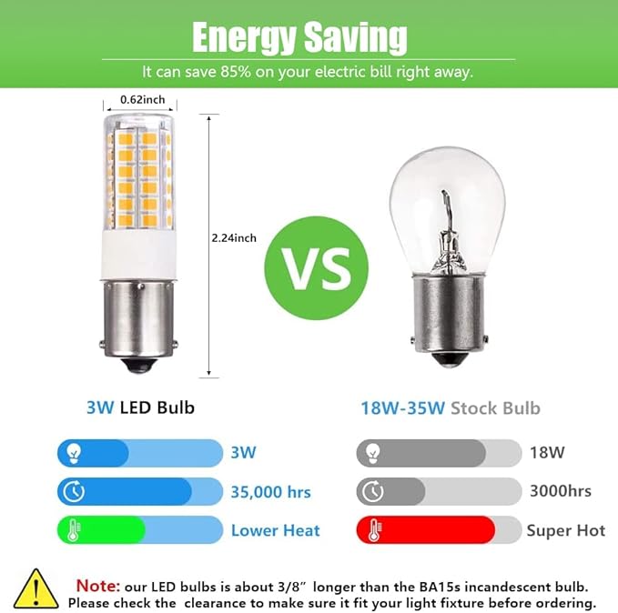 BA15s Single Contact Bayonet LED 12V S8 1141 1156 LED Light Bulb 3W 6000K for Outdoor Landscape Lighting Path Deck Lights RV Lighting White Color 6pcs