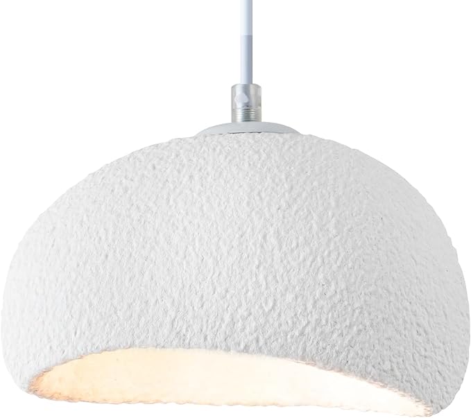 7.87 inch Wabi Sabi Pendant Light Modern Japanese Ceiling Fixture for Dining Room Kitchen Island Hallway, White E26 Base Hanging Lamp (20cm/7.87in)