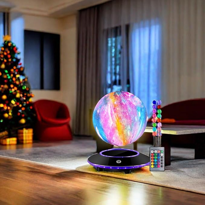 VGAzer Lunar Motion LED Levitating Moon Lamp, 3D Illusion Night Light with Remote Control, Dimmable 16 Colors Lights for Kids Adults (16 Colors Galaxy Moon)