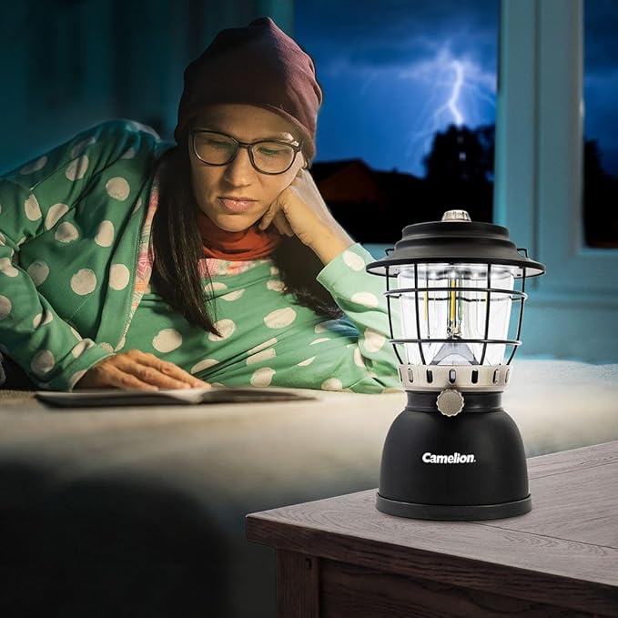 Rechargeable Retro LED Lantern, 800LM, Stepless Dimming, Omni-Directional Light Distribution, 4400mAh Power Bank, 2 Color Temperatures, IPX5 Water Resistant, Power Outages, Emergencies, USB Cable