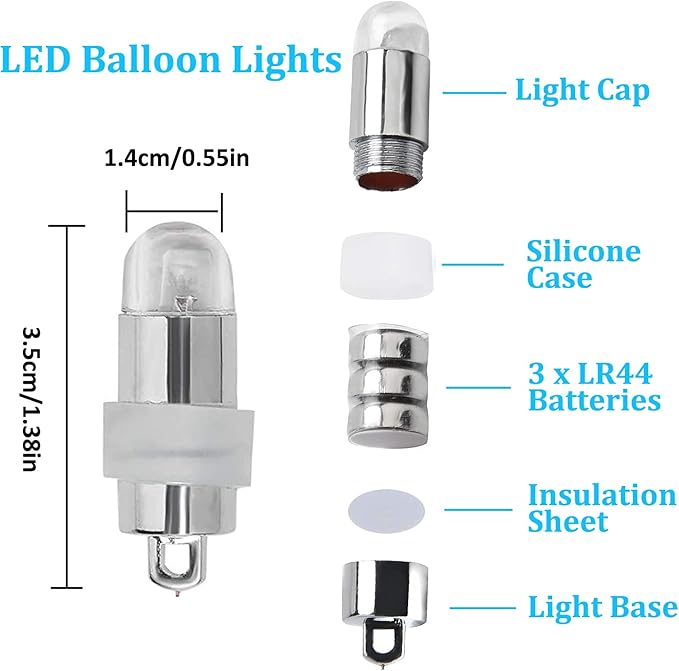 Yizhet 30 Pack LED Party Lights Decoration Light Mini Submersible Waterproof Party Lights for Paper Lantern Balloon Wedding Halloween Christmas Party Festival Decoration String Lights (Cool White)