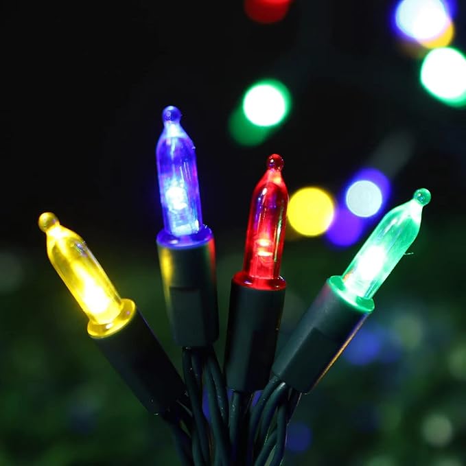 LAMPHOME Christmas Lights 6 Pack 18 Feet 50 LED Multicolor Mini String Light with 8 Modes Waterproof Tree for Xmas Outdoor Holiday Party Garden Decor, Multicolor