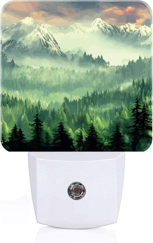 Mountain Forest Landscape Painting Night Light,Plug Into Wall Decor for Stairway,Hallway,Kitchen,Dusk to Dawn Sensor Nightlights for Boys/Girls/Women/Men Room Gifts