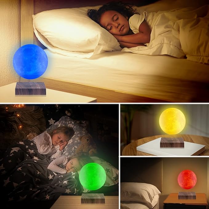 VGAzer Levitating Floating Moon Lamp,3D Moon Light for Office Home,Kids' Bedroom,Spinning Rotating in The Air,Remote 16 Colors Creative Gifts