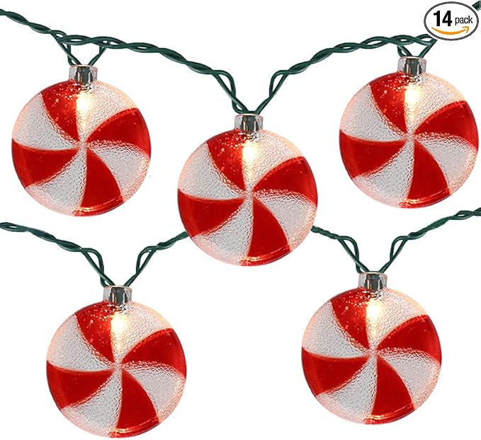 Christmas Candy String Lights, 8.5Ft Christmas Decorations Fairy Lights with 10 Lollipop Light, Connectable Candy Decor Lights UL Listed for Camping Patio Christmas Tree Wedding Party Thanksgiving