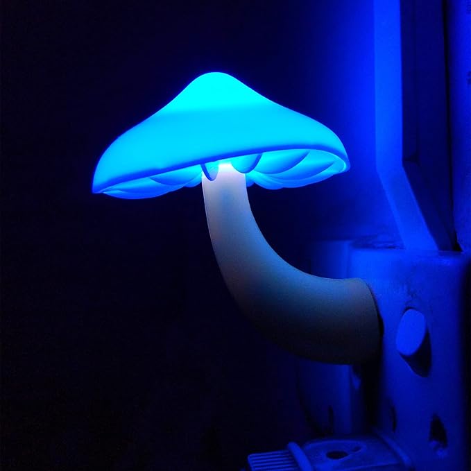 AUSAYE 4 Pack Plug in Night Light, Mushroom Light LED Nightlights for Kids, Adults, Bedroom, Bathroom,Hallway, Stairs, Kitchen Blue