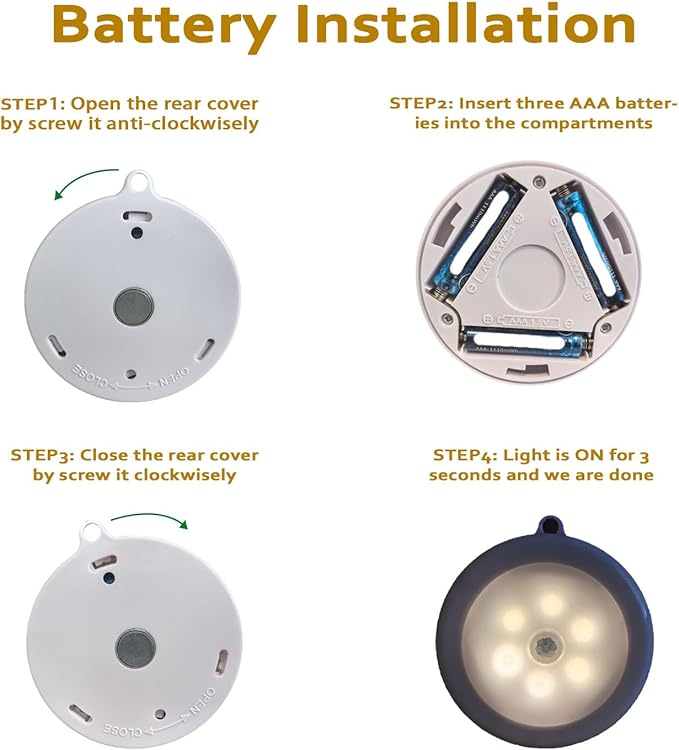 Motion Sensor Night Light, Portable LED Light, Cordless Lamp, Battery Operated Wall Sconces for Corridor, Stairs, Wardrobe, Cabinet, Bedroom, Washroom, Backyard, Garages (White)
